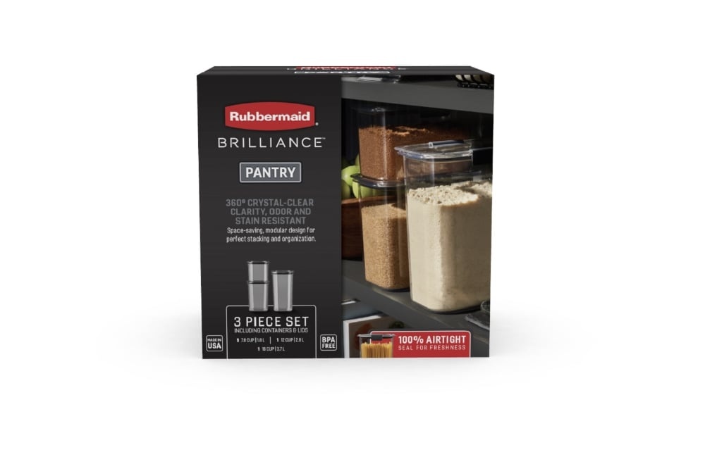 slide 1 of 1, Rubbermaid Brilliance Food Storage Containers - Clear, 3 ct