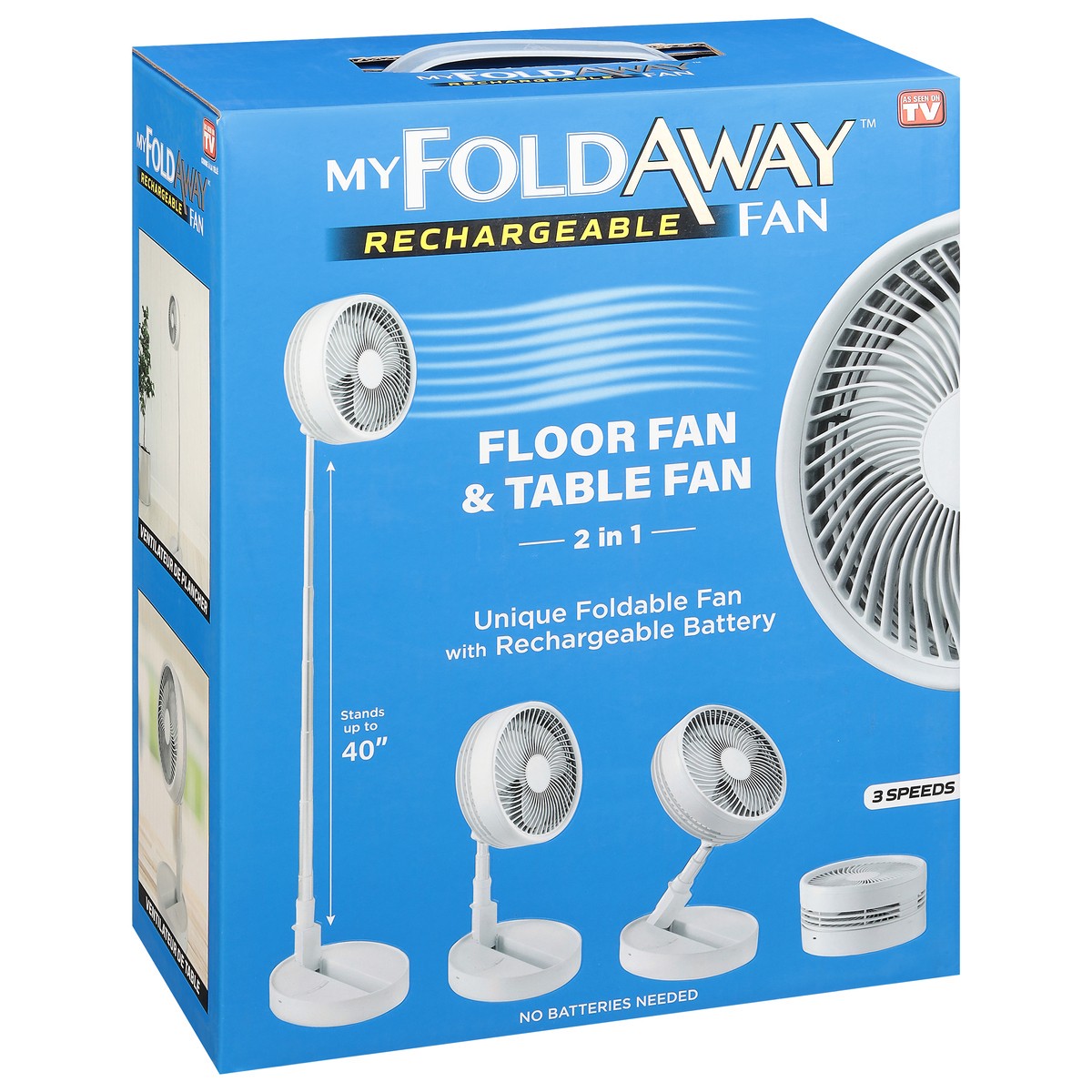 slide 4 of 9, My Foldaway Fan Floor Fan & Table Fan 2 in 1 Rechargeable Fan 1 ea, 1 ct