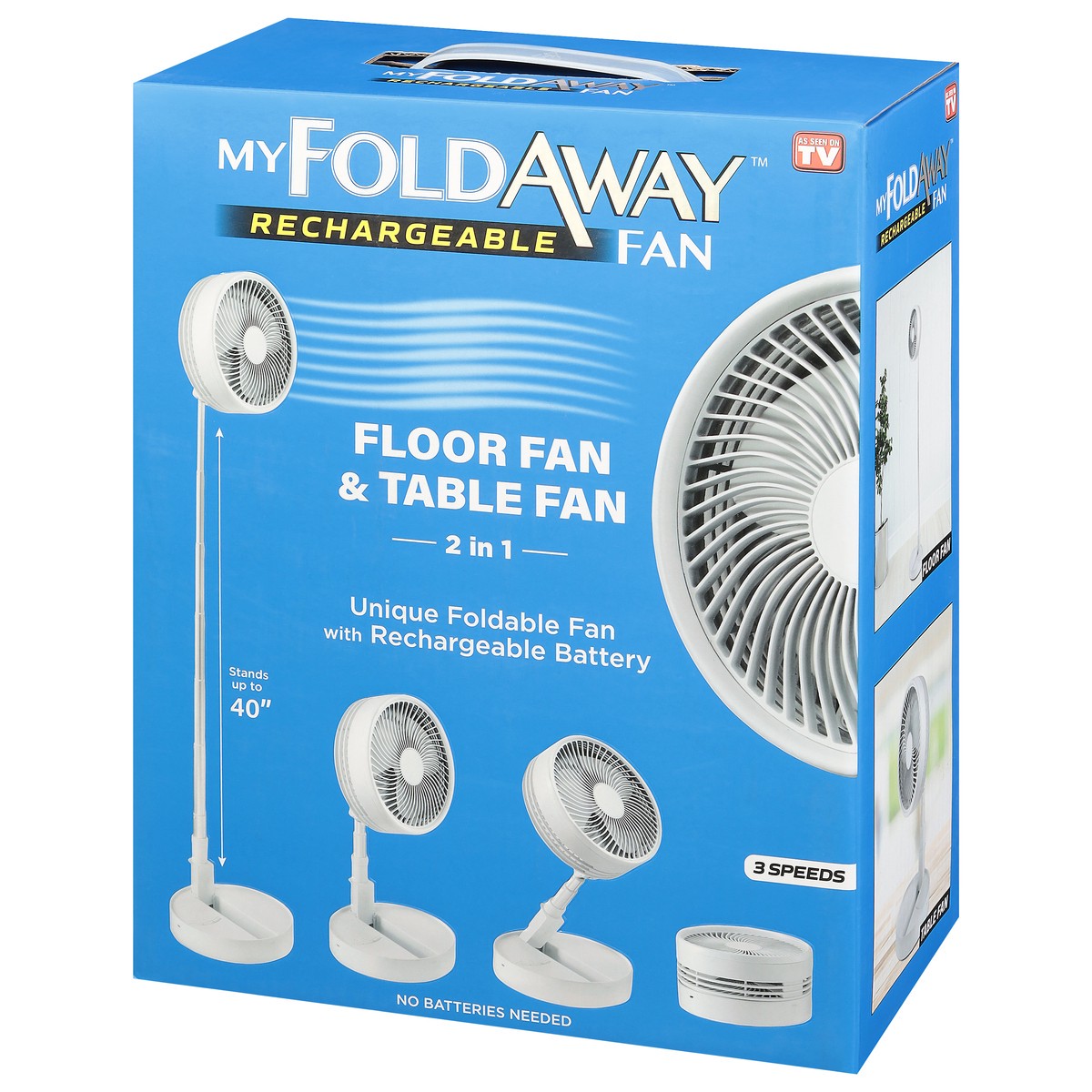 slide 9 of 9, My Foldaway Fan Floor Fan & Table Fan 2 in 1 Rechargeable Fan 1 ea, 1 ct