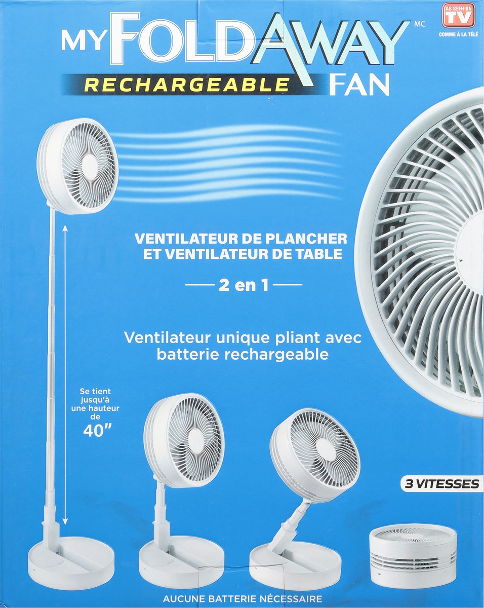 slide 5 of 9, My Foldaway Fan Floor Fan & Table Fan 2 in 1 Rechargeable Fan 1 ea, 1 ct