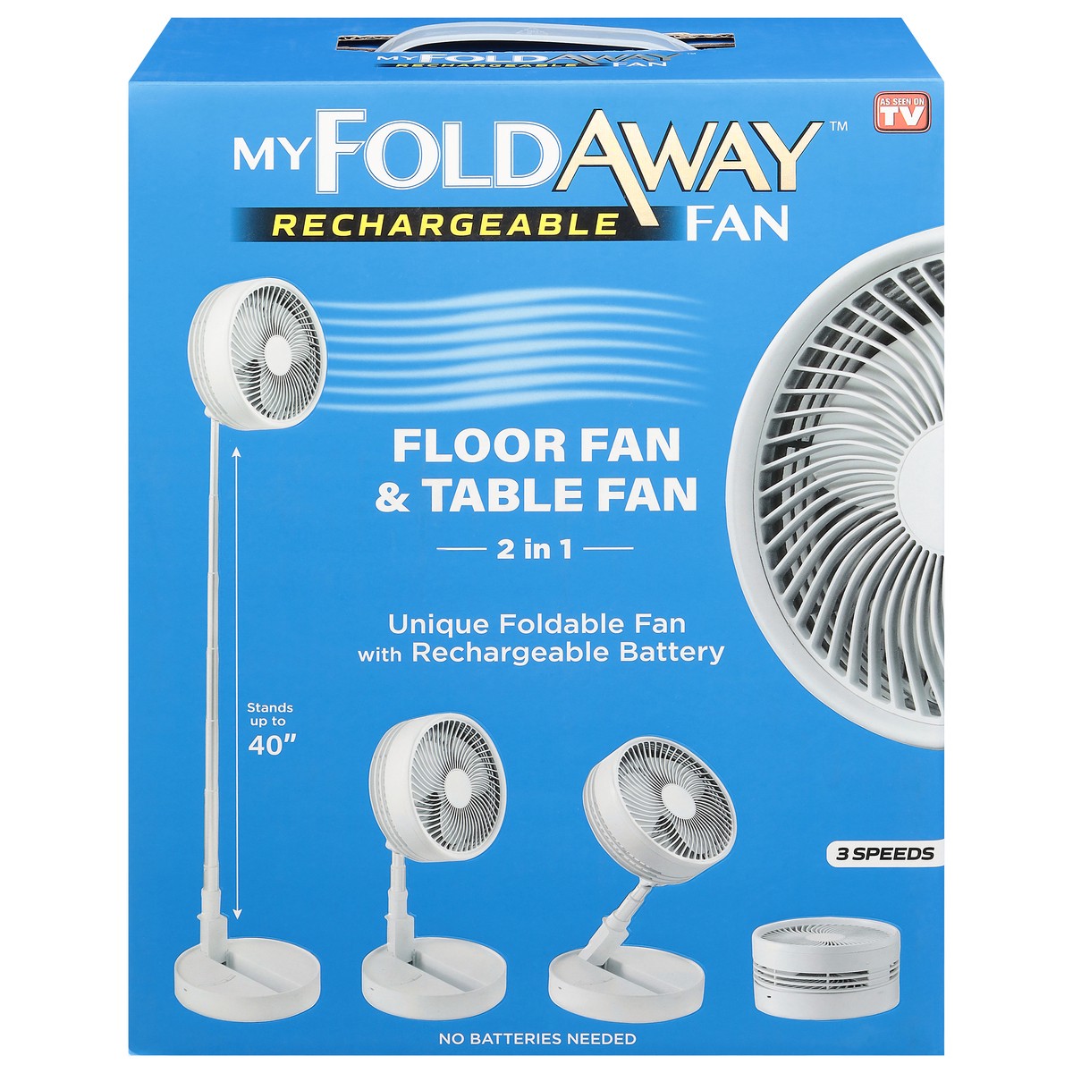 slide 1 of 9, My Foldaway Fan Floor Fan & Table Fan 2 in 1 Rechargeable Fan 1 ea, 1 ct