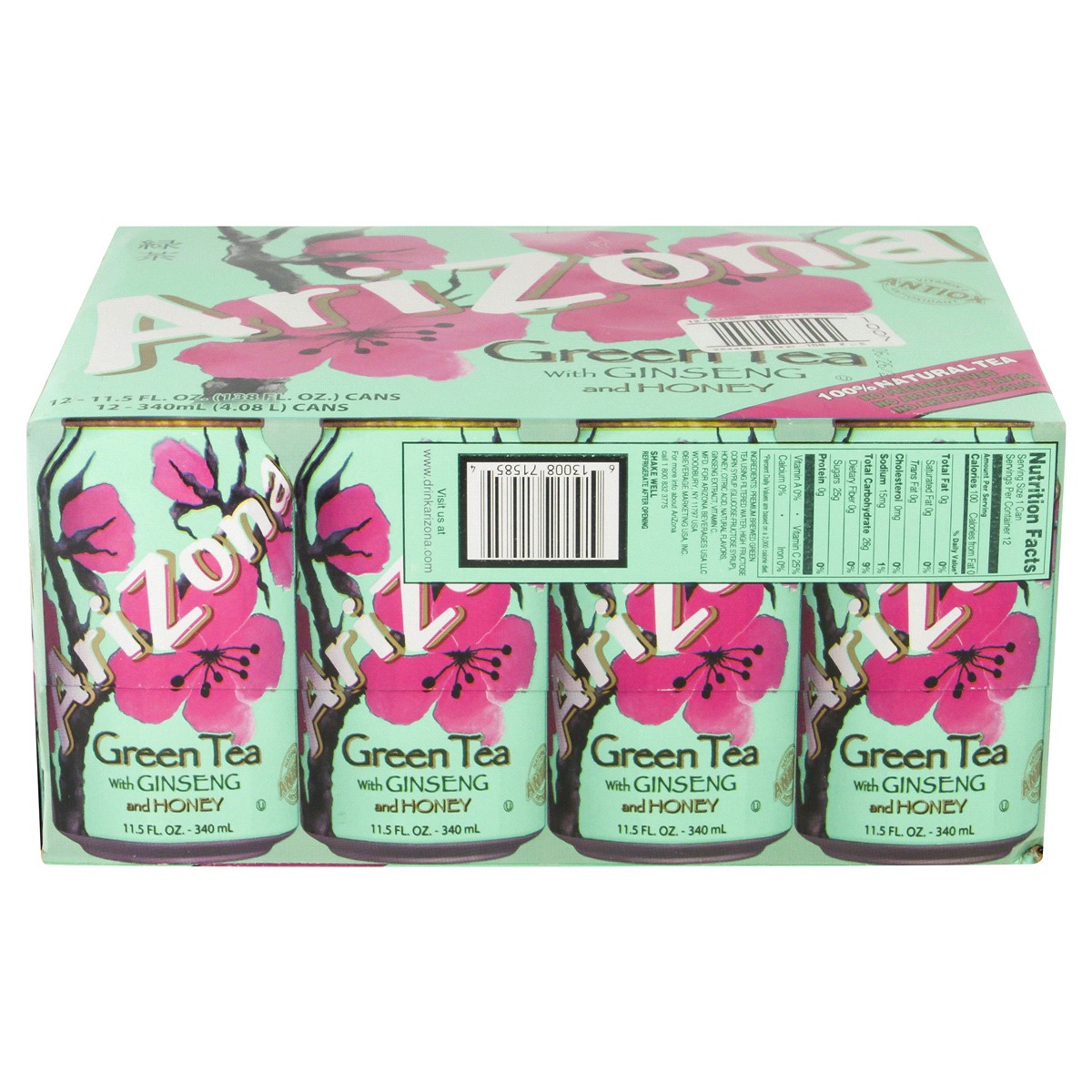 slide 2 of 6, AriZona Green Tea With Ginseng & Honey - 12 ct; 11.5 oz, 12 ct; 11.5 oz