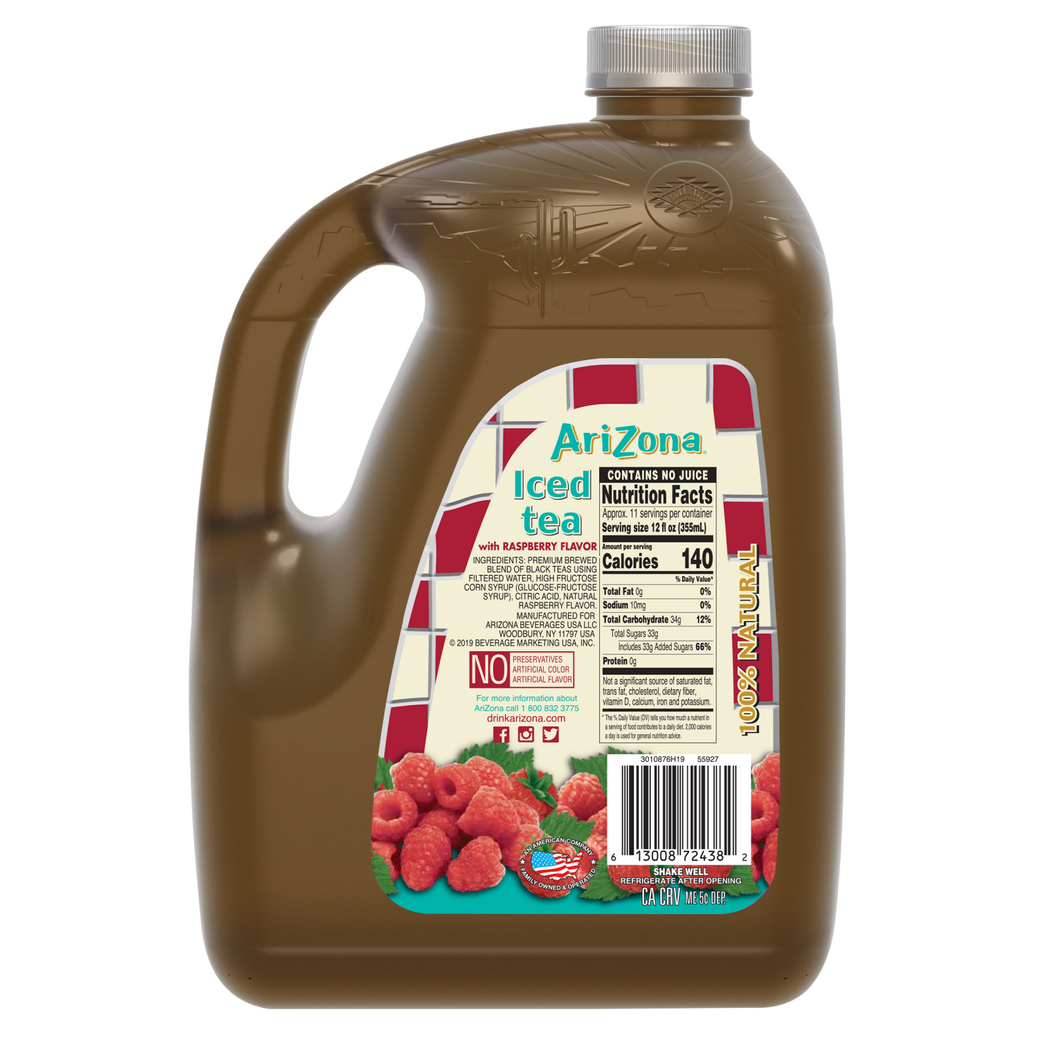 slide 2 of 2, AriZona Iced Tea Sun Brewed Style with Raspberry Flavor- 128 fl oz, 128 fl oz