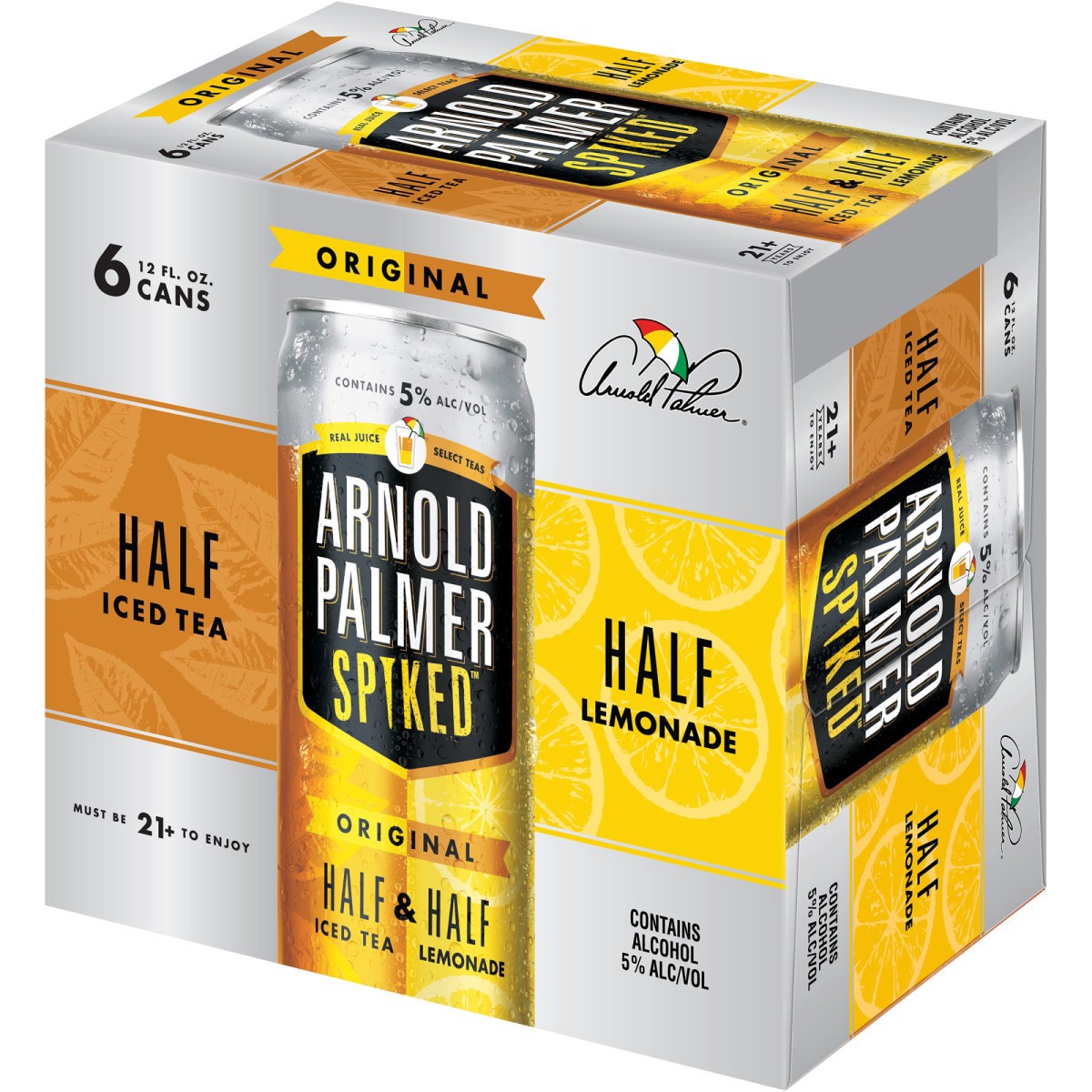 slide 15 of 29, Arnold Palmer Spiked Half & Half Original Arnold Palmer Spiked Original Half & Half Iced Tea Lemonade, 6 Pack, 12 fl oz Cans, 5% ABV, 72 fl oz