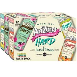 AriZona Hard Lemon Tea/Green Tea/Peach Tea Iced Teas Party Pack 12 - 12 fl oz Cans