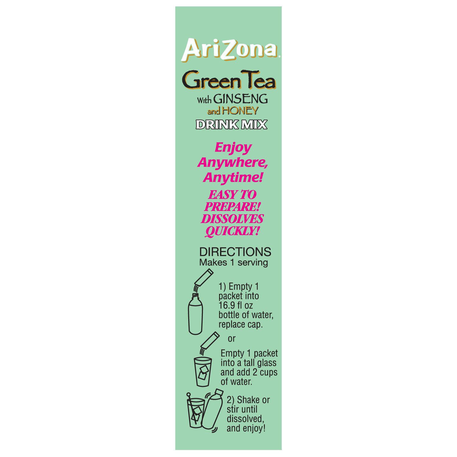 slide 3 of 4, AriZona Green Tea with Ginseng and Honey Drink Mix 10 - 0.07 oz Sticks, 10 ct; 0.7 oz