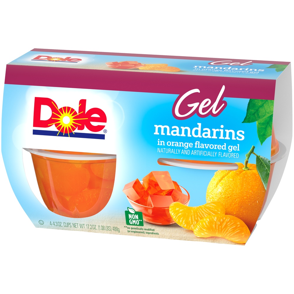 slide 4 of 8, Dole Gel Mandarin Oranges in Orange Flavored Gel 4 - 4.3 oz Cups, 4 ct