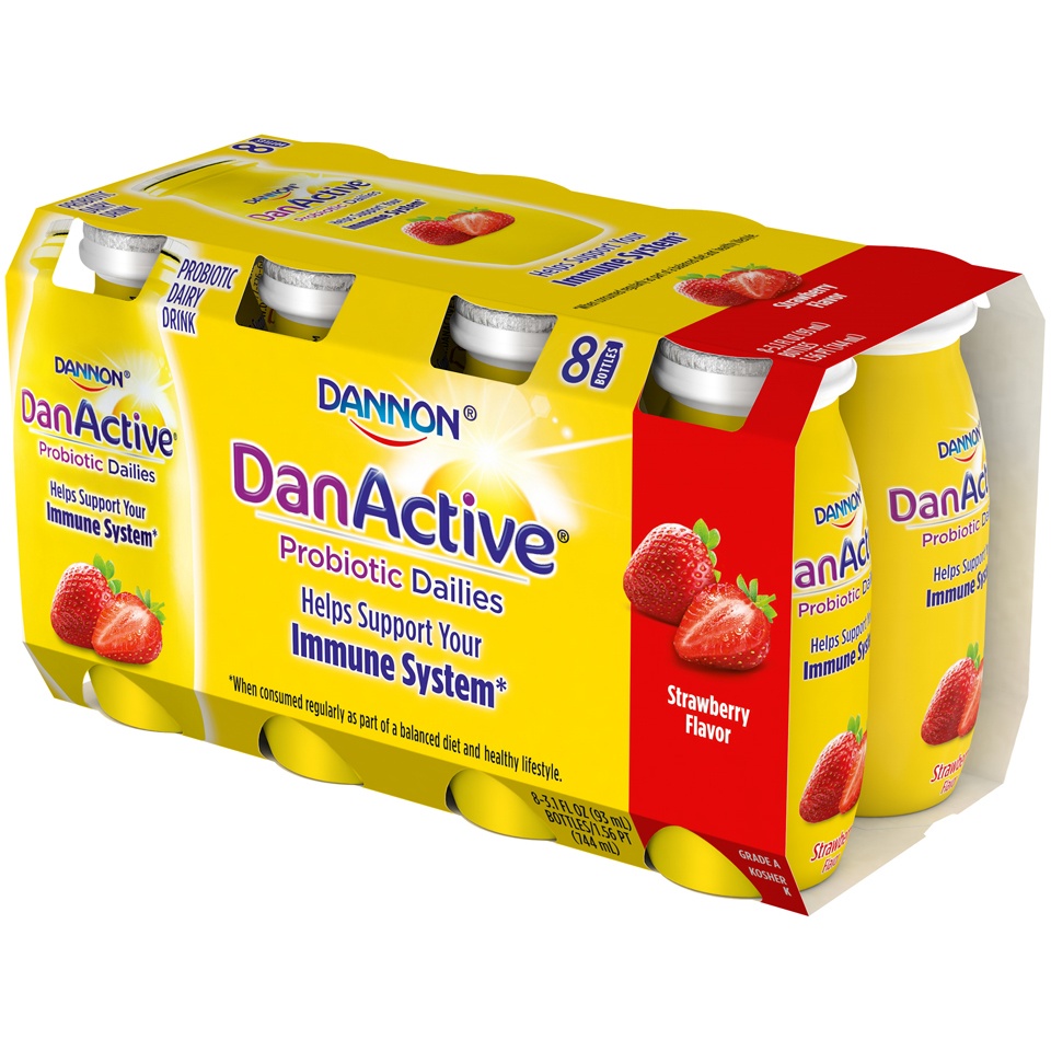slide 2 of 7, DanActive Probiotic Dailies Strawberry Dairy Drink, 3.1 fl oz