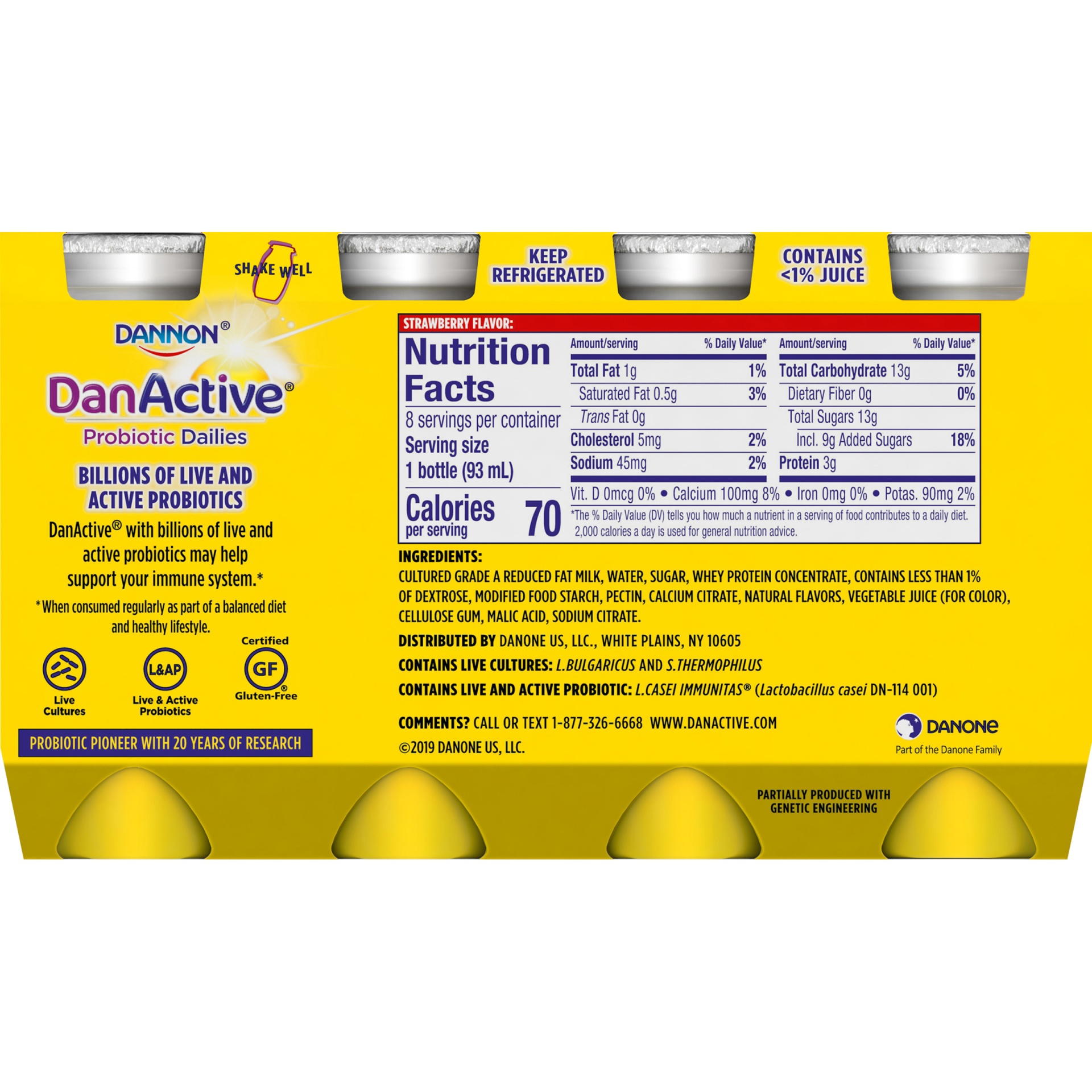 slide 5 of 7, DanActive Probiotic Dailies Strawberry Dairy Drink, 3.1 fl oz