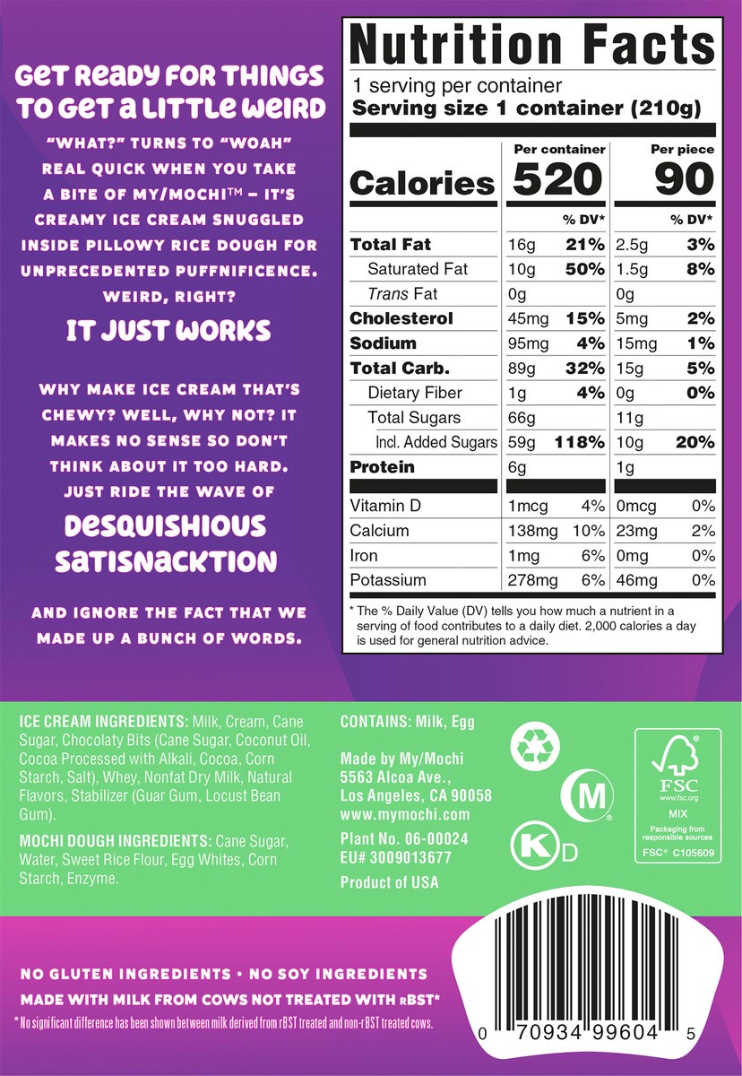 slide 8 of 11, My/Mochi Ice Cream Mint Chocolate Chip, 6-Pack, 6 ct