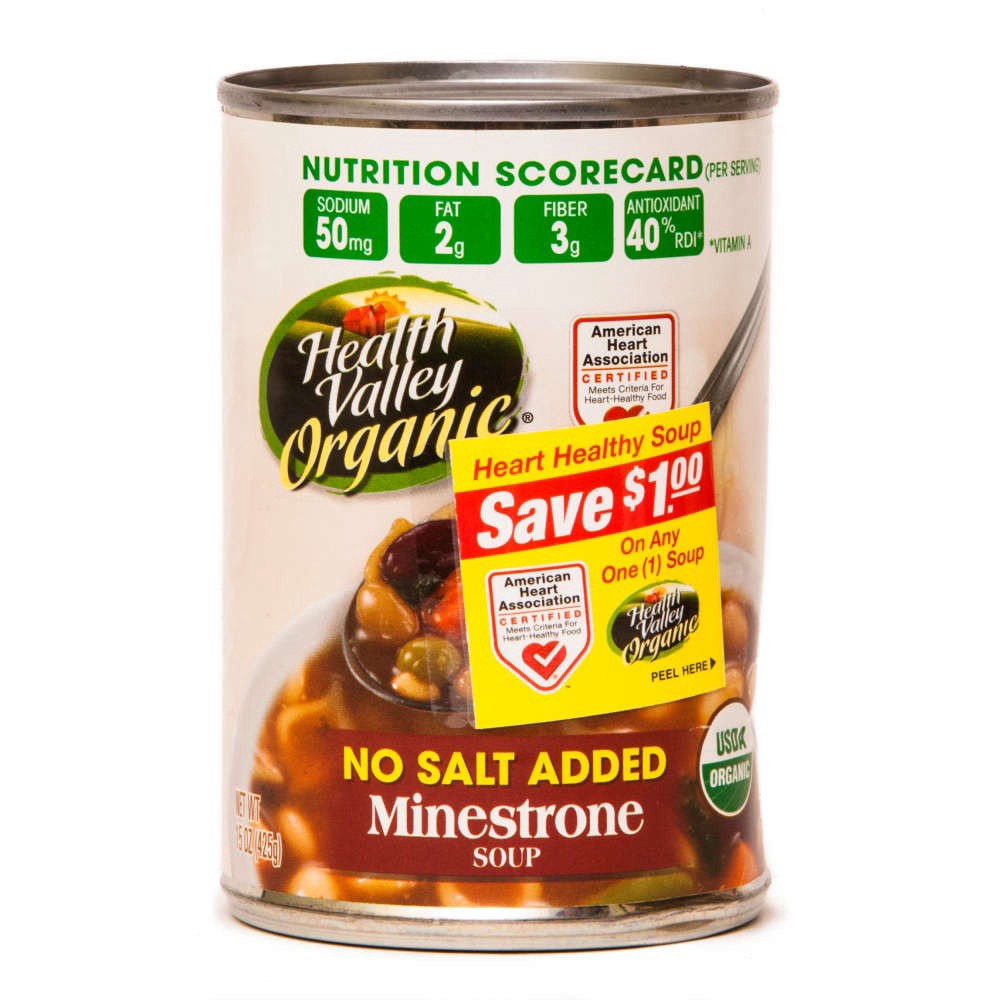 slide 1 of 1, Health Valley No Salt Added Minestrone Soup, 15 fl oz