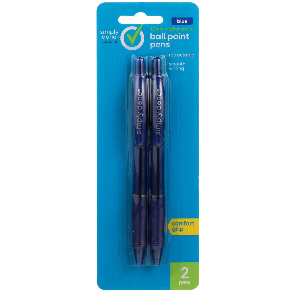 slide 7 of 8, Ball Point Retractable Blue Pens, 2 ct