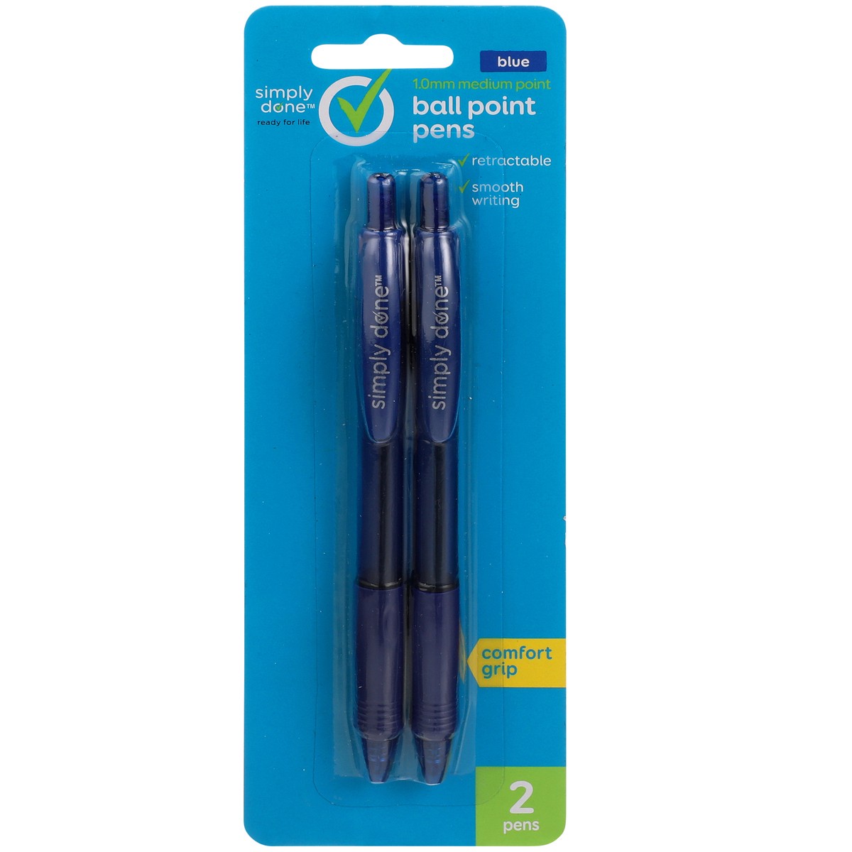 slide 1 of 8, Ball Point Retractable Blue Pens, 2 ct