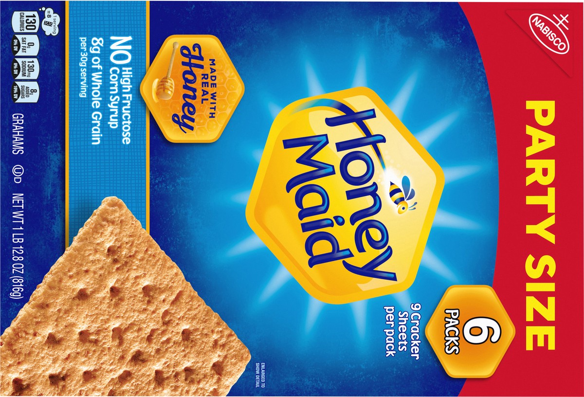 slide 9 of 13, HONEY MAID Graham Crackers, Lunch Snacks, Party Size, 28.8 oz, 6 ct