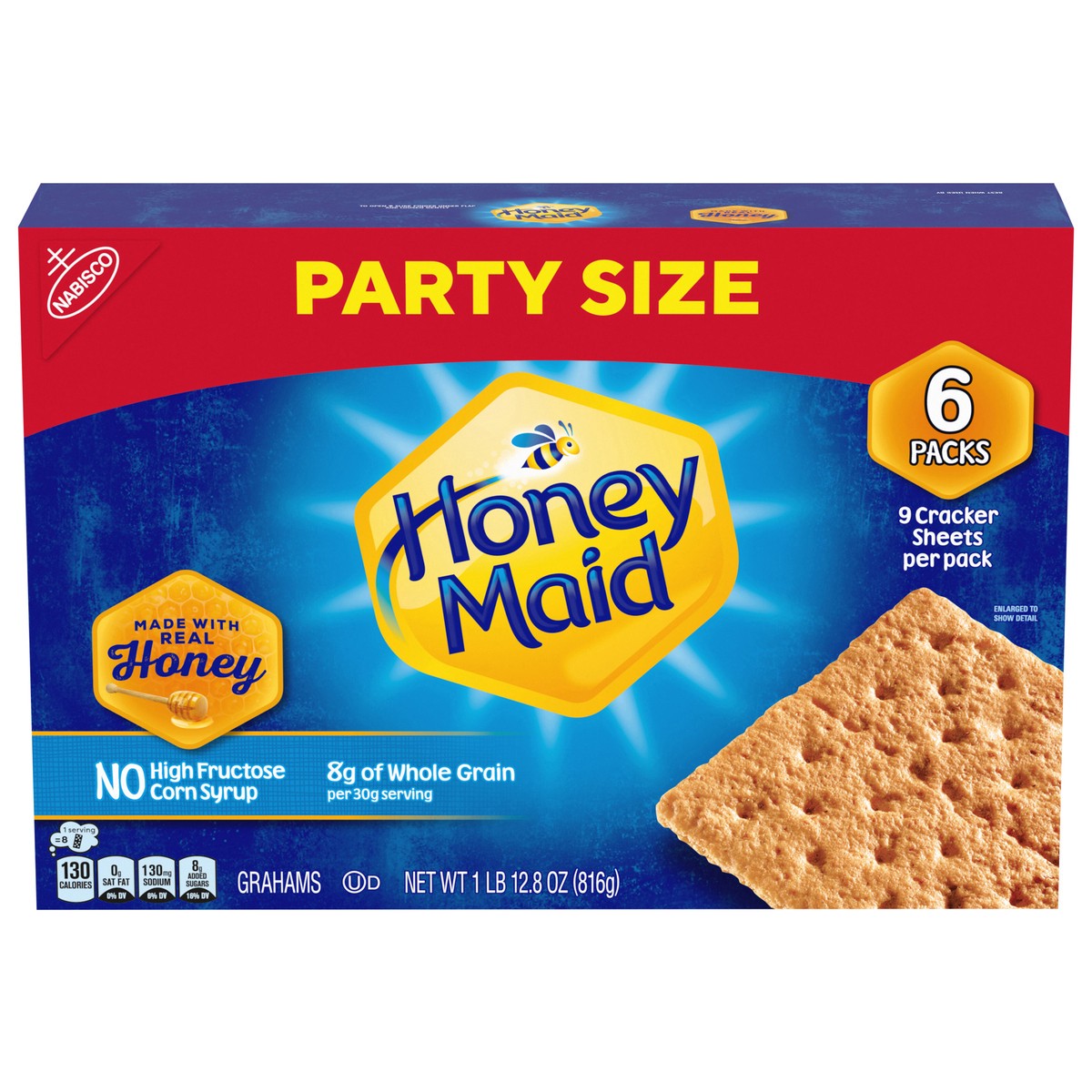 slide 11 of 13, HONEY MAID Graham Crackers, Lunch Snacks, Party Size, 28.8 oz, 6 ct