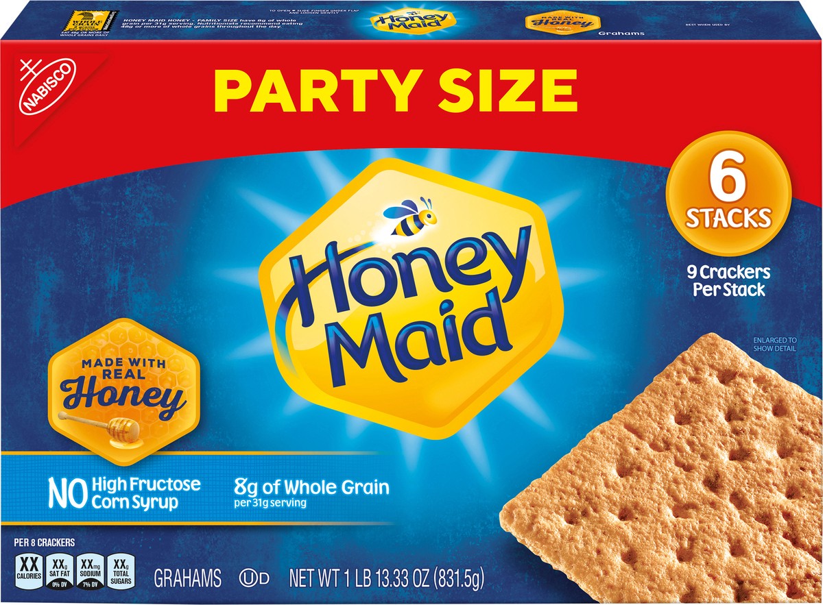 slide 13 of 13, HONEY MAID Graham Crackers, Lunch Snacks, Party Size, 28.8 oz, 6 ct