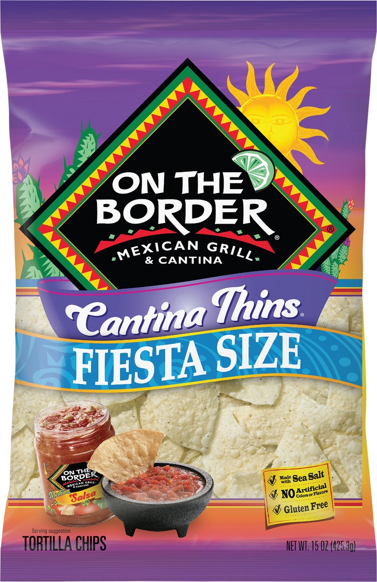 slide 4 of 7, On The Border Fiesta Size Thins, 15 oz