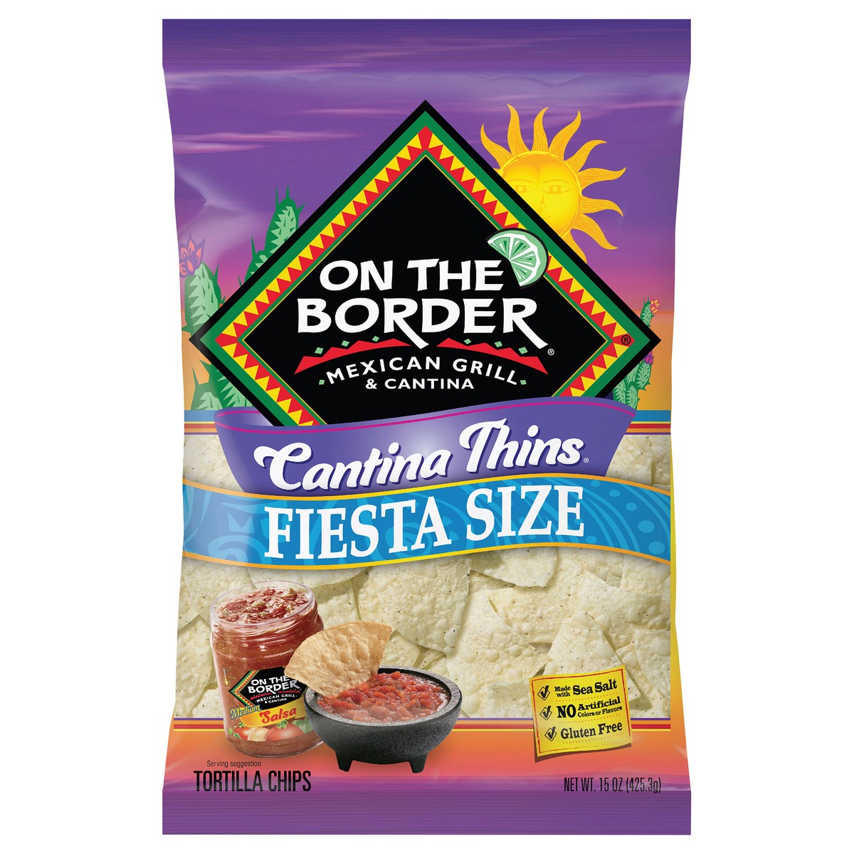 slide 1 of 7, On The Border Fiesta Size Thins, 15 oz