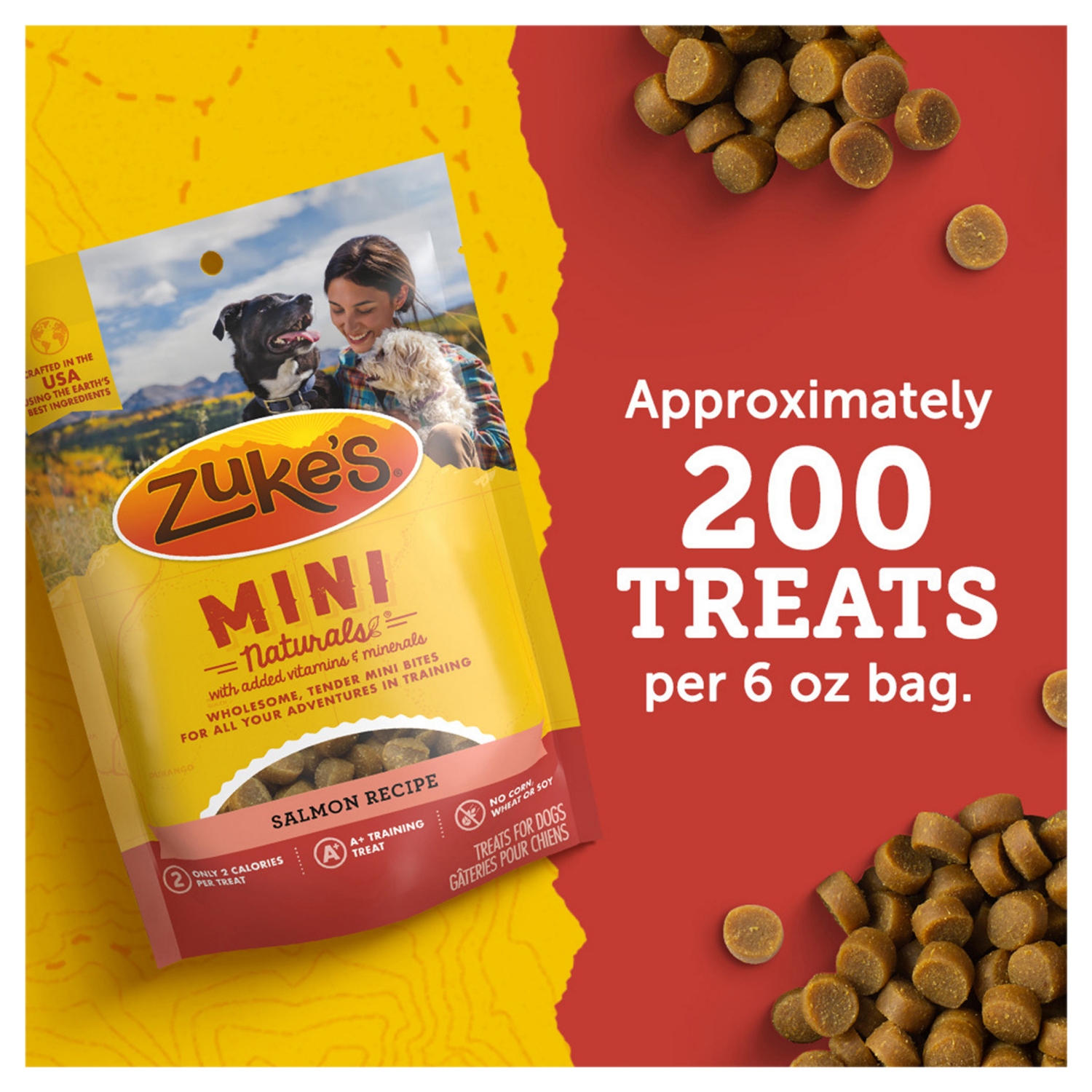 slide 3 of 8, Zuke's Zuke’s Mini Naturals Dog Training Treats for Dogs of All Sizes, Pet Treats made with Real Salmon - 3 oz. Pouch, 3 oz