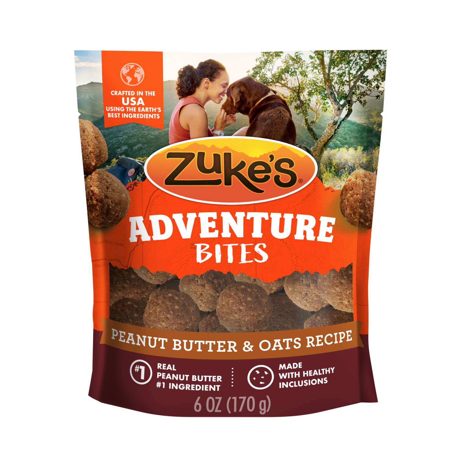 slide 1 of 8, Zuke's Zuke''s Adventure Bites Pet Treats For Dogs of All Sizes, Soft Dog Treats With Real Peanut Butter and Oats, 6 oz