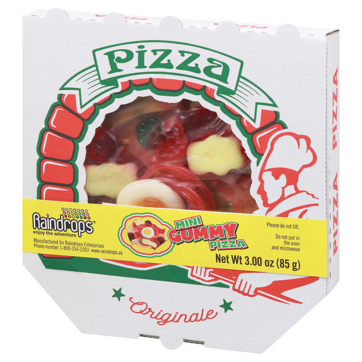 slide 3 of 9, Raindrops Originale Mini Gummy Pizza 3.00 oz Box, 3 oz