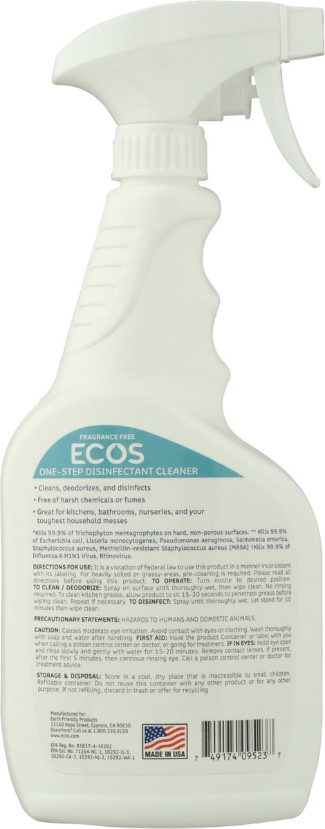 slide 9 of 10, Earth Friendly Products One-Step Fragrance Free Disinfectant Cleaner 24 fl oz, 1 ct