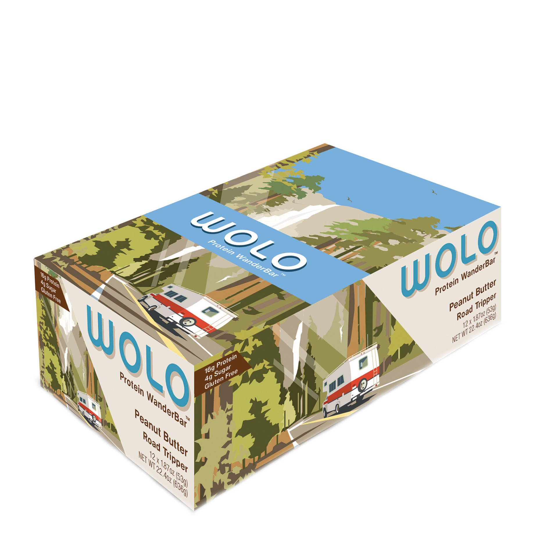 slide 1 of 1, Wolo Protein WanderBar - Peanut Butter Road Tripper, 12 ct