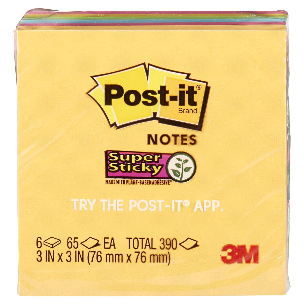 slide 1 of 10, 3M Post-it Super Sticky Notes, 3" x 3", Rio de Janeiro Collection, 6 Pads, 3 in