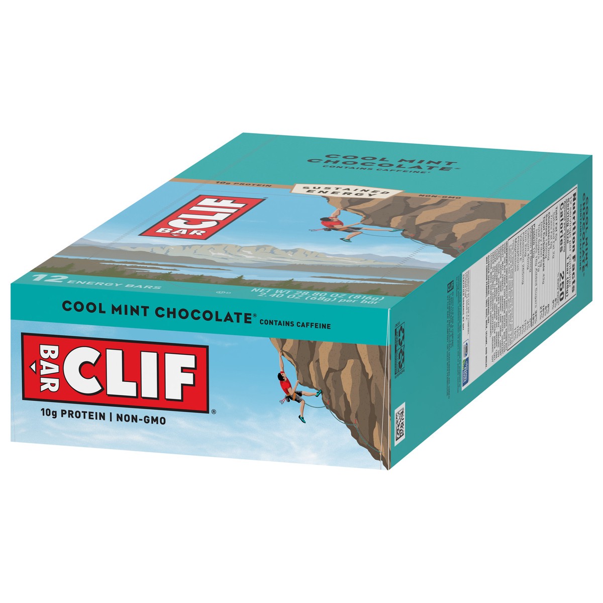 slide 3 of 9, CLIF BAR - Cool Mint Chocolate with Caffeine - Made with Organic Oats - 10g Protein - Non-GMO - Plant Based - Energy Bars - 2.4 oz. (12 Count), 12 ct; 2.4 oz