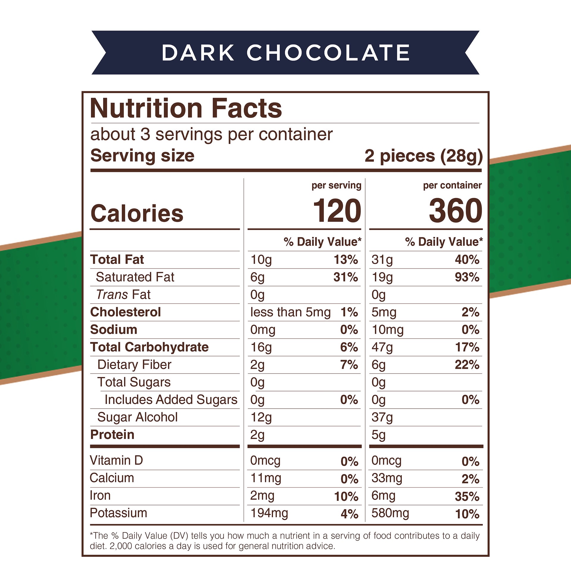 slide 3 of 3, RUSSELL STOVER Sugar Free Dark Chocolate Candy, 3 oz. bag (˜ 6 pieces), 3 oz