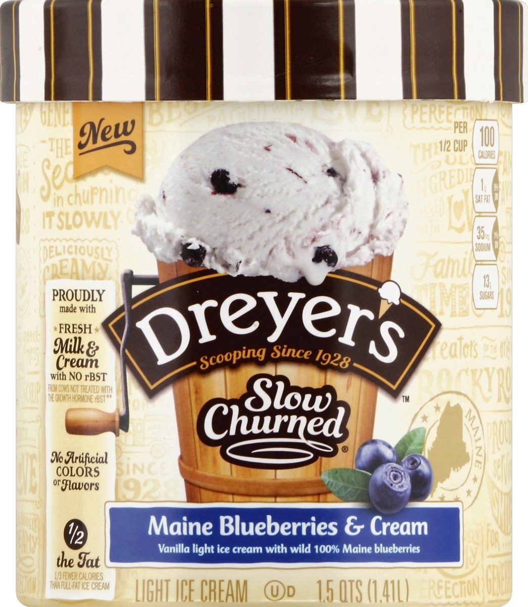 slide 3 of 3, Dreyer's Slow Churned Light America's Favorite Maine Blueberry Ice Cream, 48 oz