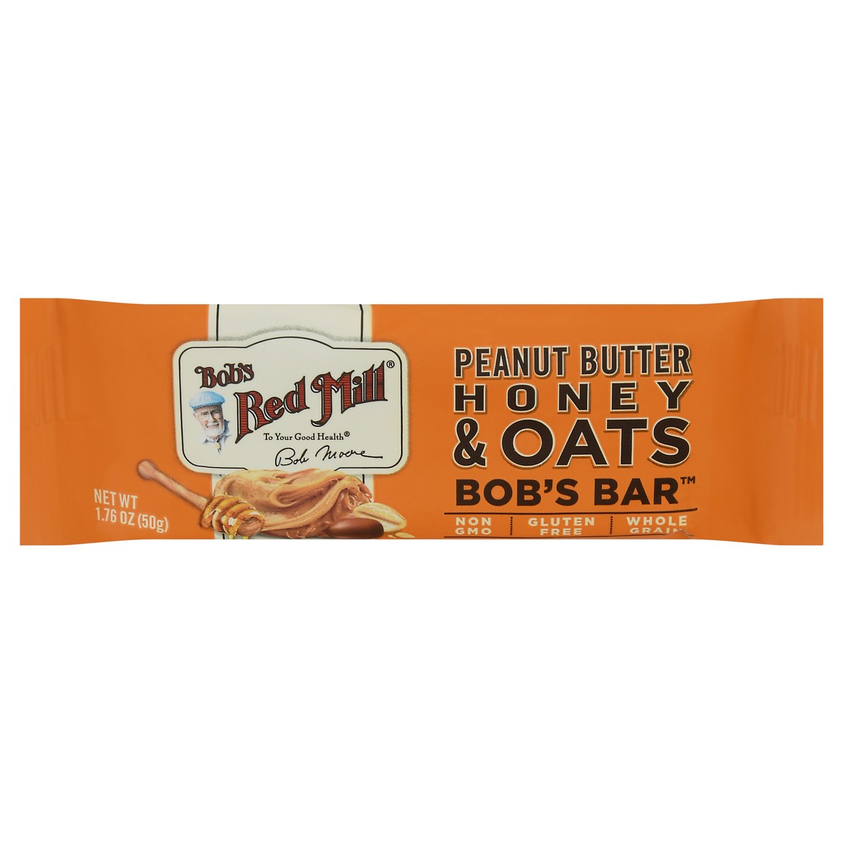 slide 1 of 9, Bob's Red Mill Peanut Butter Honey & Oats Bar 1.76 oz Wrapper, 1.76 oz