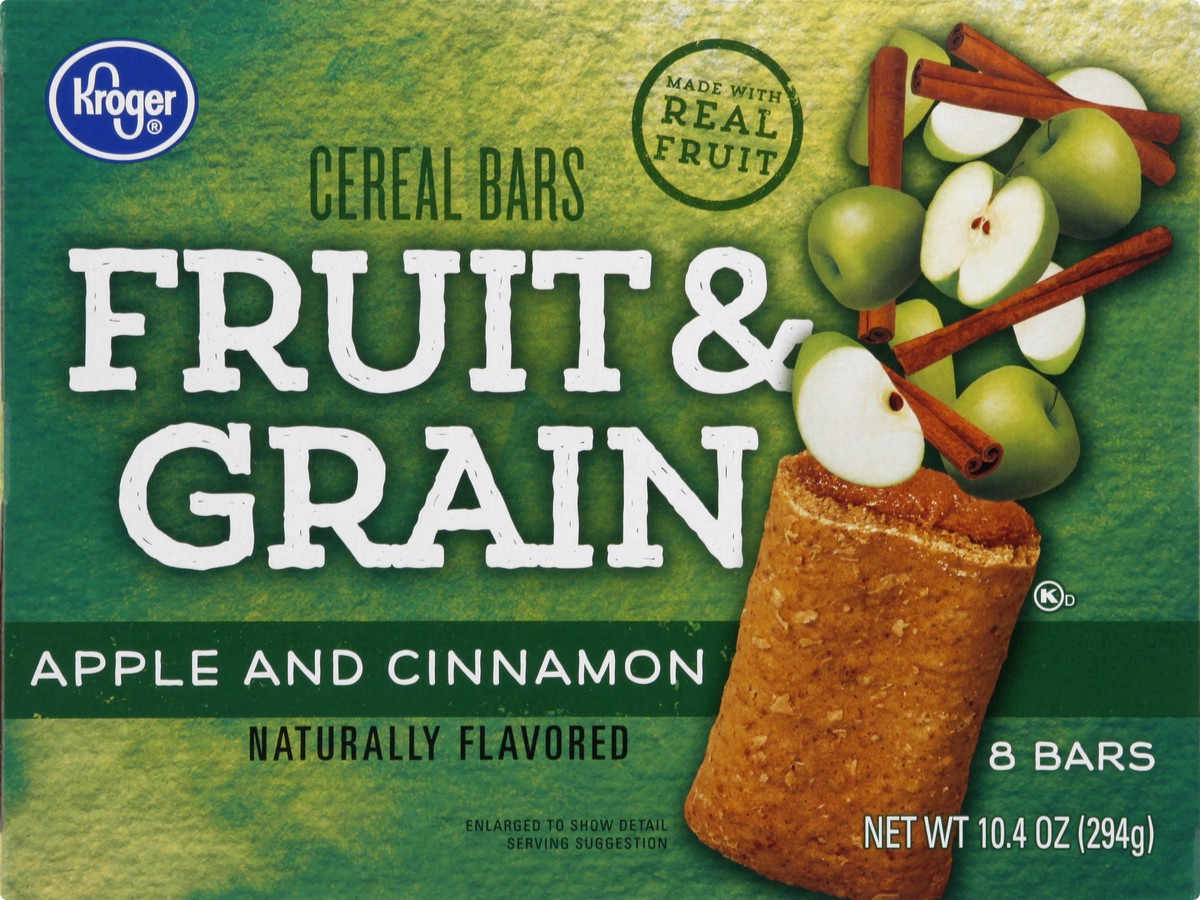 slide 8 of 10, Kroger Fruit & Grain Cereal Bars - Apple Cinnamon, 8 ct; 1.3 oz