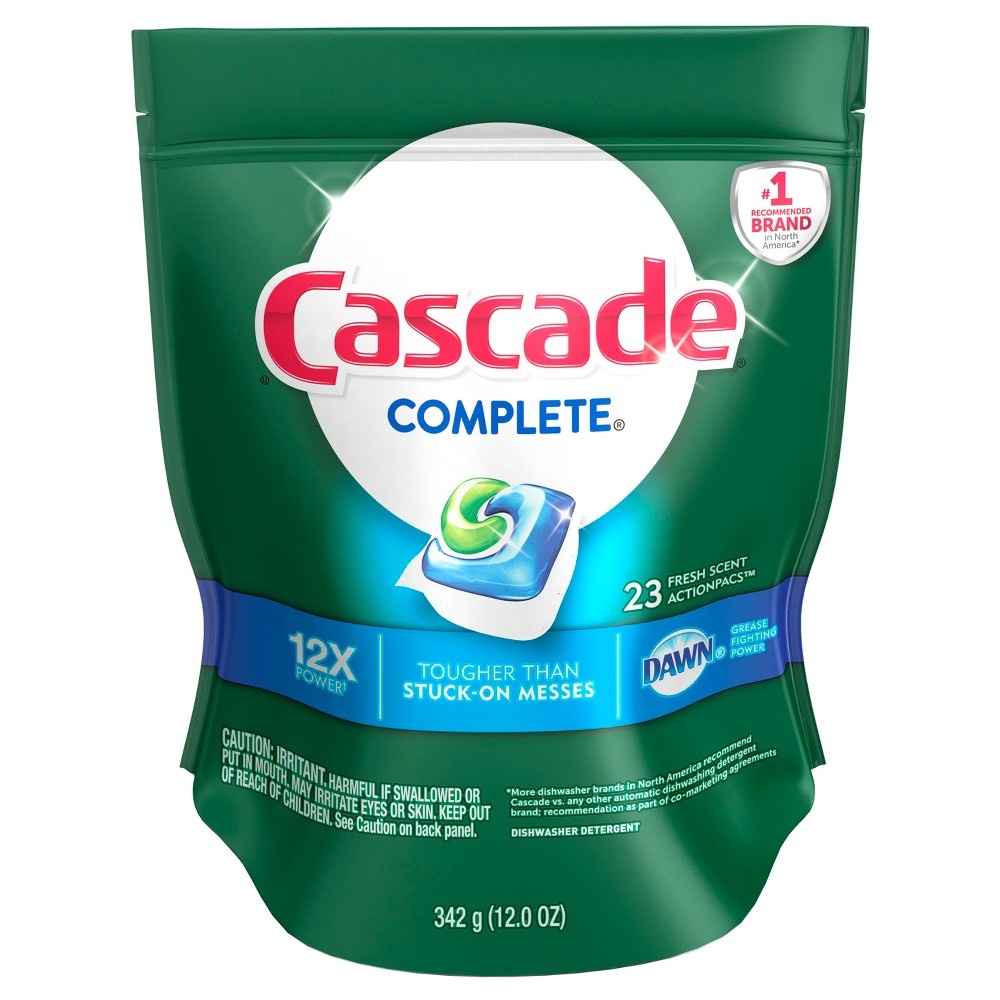 slide 2 of 7, Cascade Complete ActionPacs Dishwasher Detergent, Fresh Scent, 23 ct