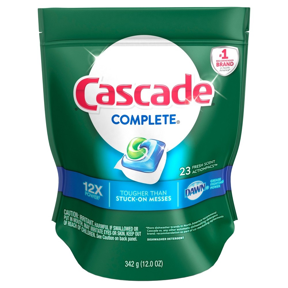 slide 4 of 7, Cascade Complete ActionPacs Dishwasher Detergent, Fresh Scent, 23 ct