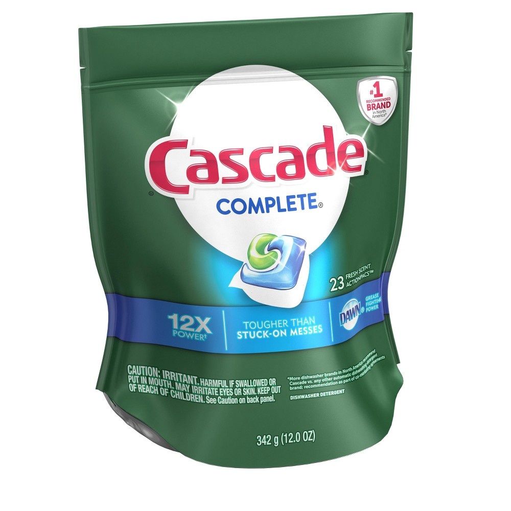 slide 6 of 7, Cascade Complete ActionPacs Dishwasher Detergent, Fresh Scent, 23 ct