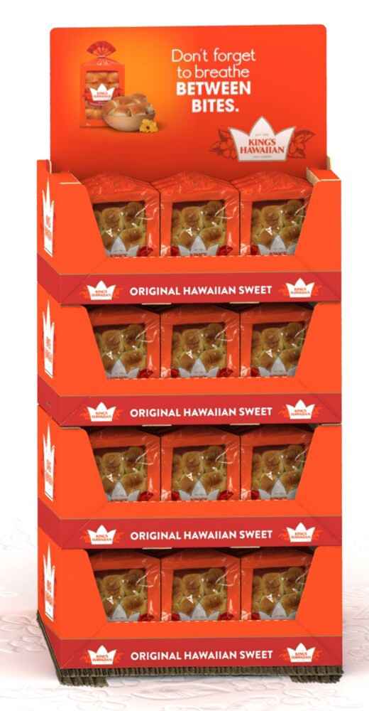 slide 1 of 1, King's Hawaiian Quarter Display Pallet, 108 ct