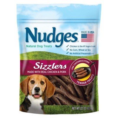 slide 1 of 1, Nudges Sizzlers Dog Treats Made With Real Chicken & Pork, 22 oz