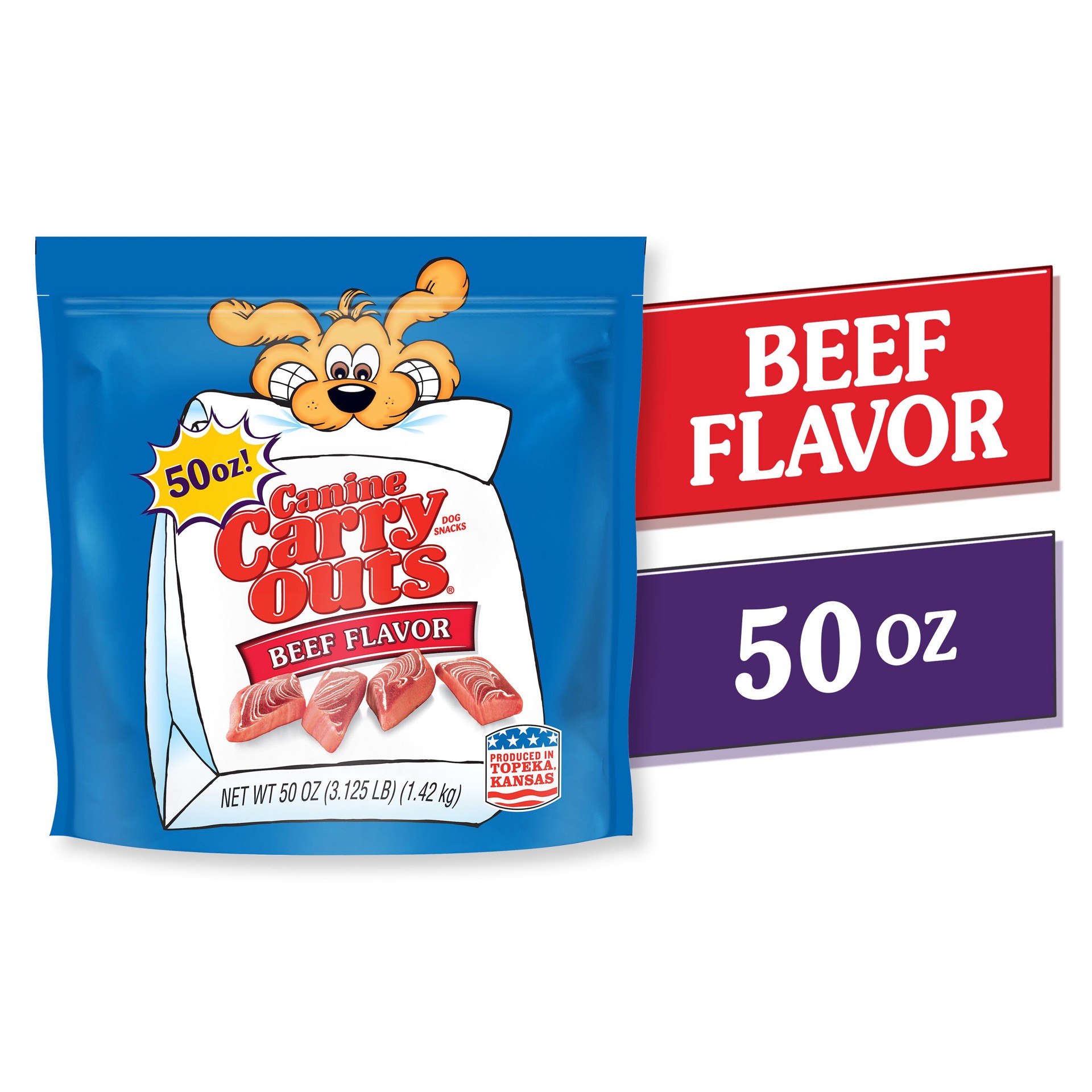 slide 2 of 5, Canine Carry Outs Beef Flavor Dog Snacks, 50-Ounce, 50 oz