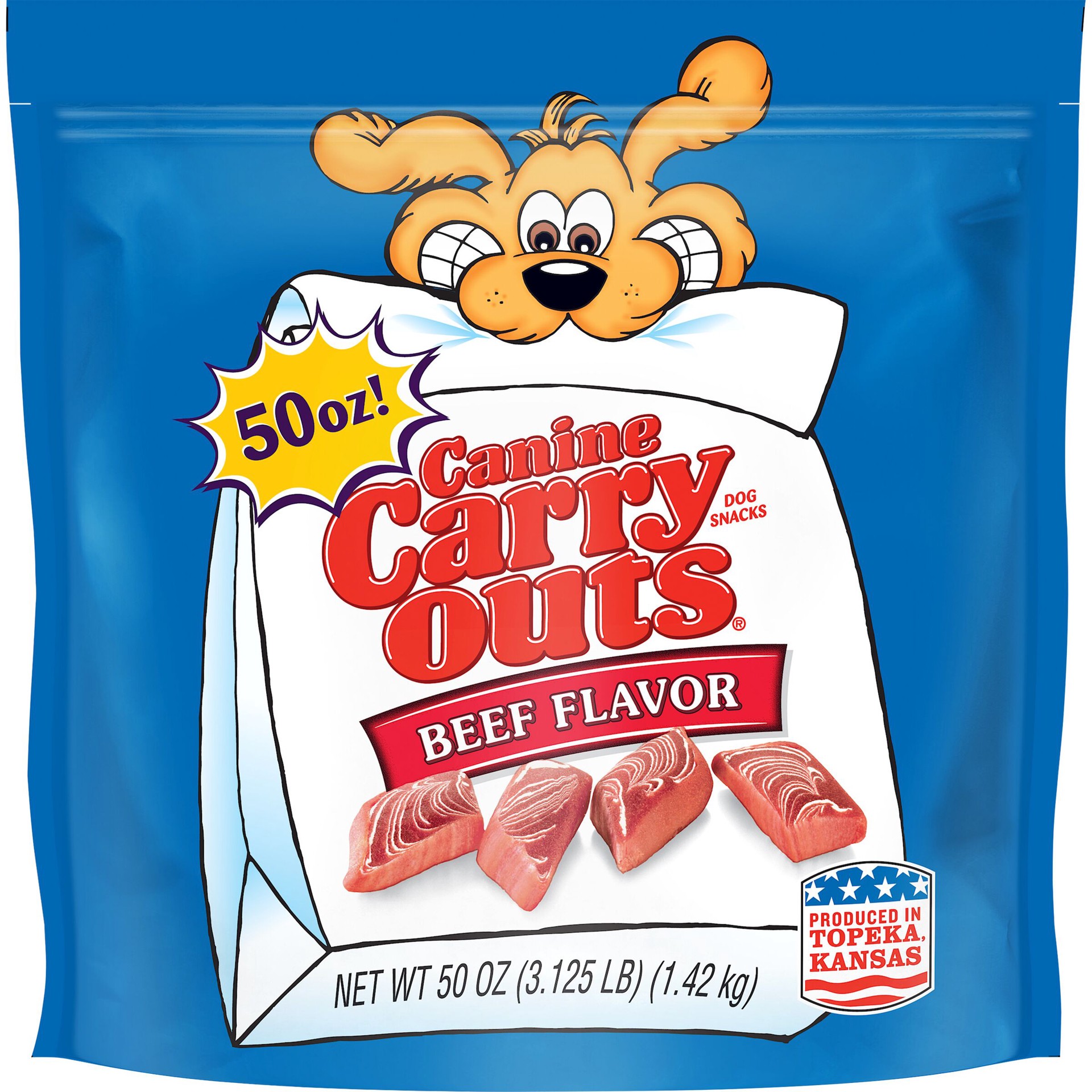 slide 1 of 5, Canine Carry Outs Beef Flavor Dog Snacks, 50-Ounce, 50 oz