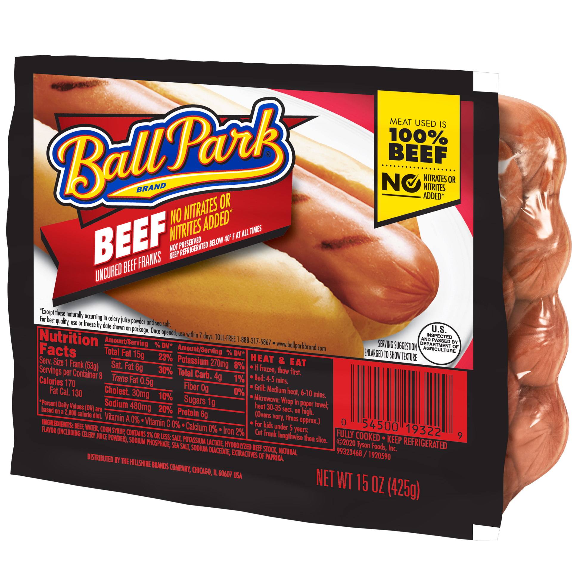 slide 3 of 3, Beef Hot Dogs, Easy Peel Package, 15 oz