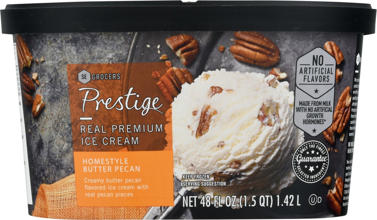 slide 6 of 9, Prestige Real Premium Ice Cream Homestyle Butter Pecan, 48 oz