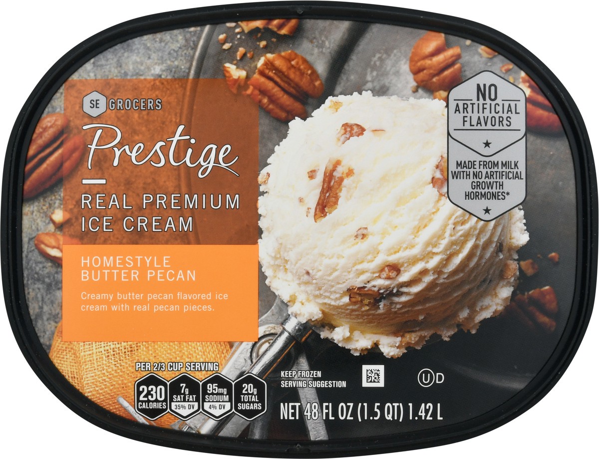 slide 9 of 9, Prestige Real Premium Ice Cream Homestyle Butter Pecan, 48 oz