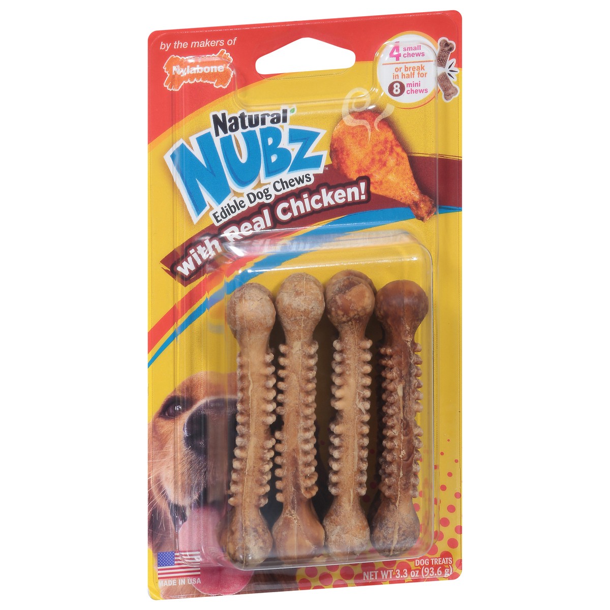 slide 4 of 9, Nylabone Natural Nubz Edible with Real Chicken Dog Treats 4 ea, 4 ct