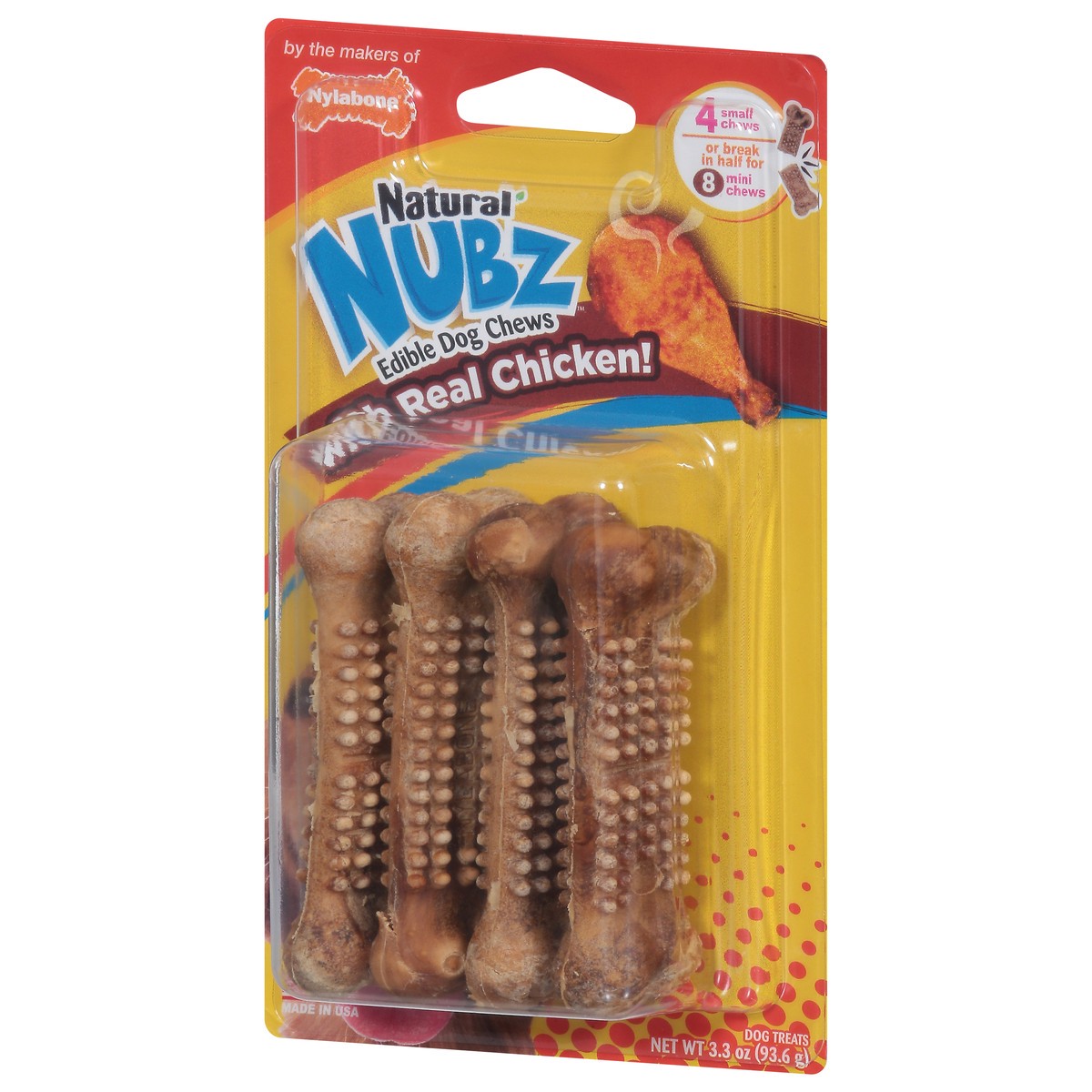 slide 3 of 9, Nylabone Natural Nubz Edible with Real Chicken Dog Treats 4 ea, 4 ct