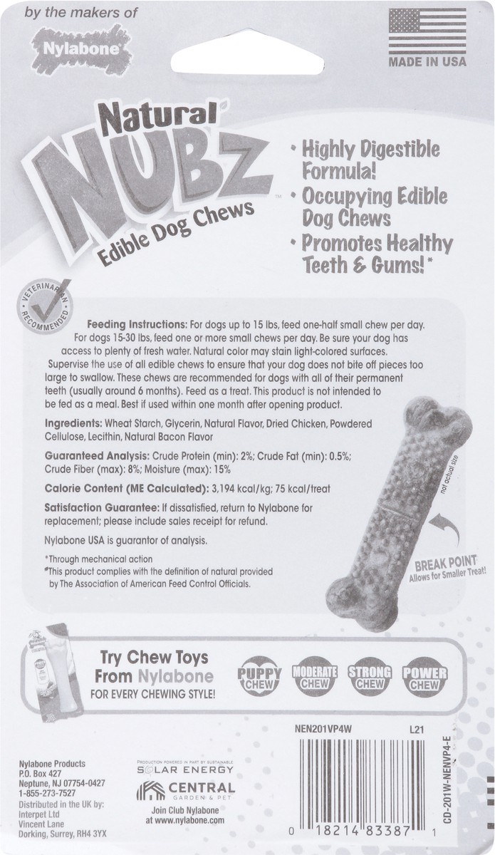 slide 6 of 9, Nylabone Natural Nubz Edible with Real Chicken Dog Treats 4 ea, 4 ct