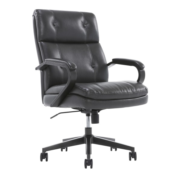 slide 1 of 10, Serta Sittrue Belterra Bonded Leather Mid-Back Manager Chair, Black, 1 ct