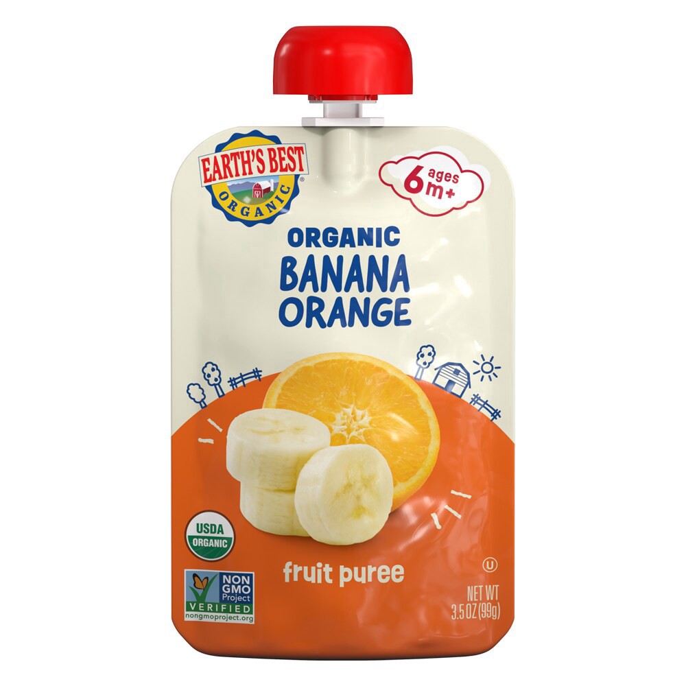 slide 1 of 2, Earth's Best® Organic Banana Orange Baby Food Pouch, 3.5 oz