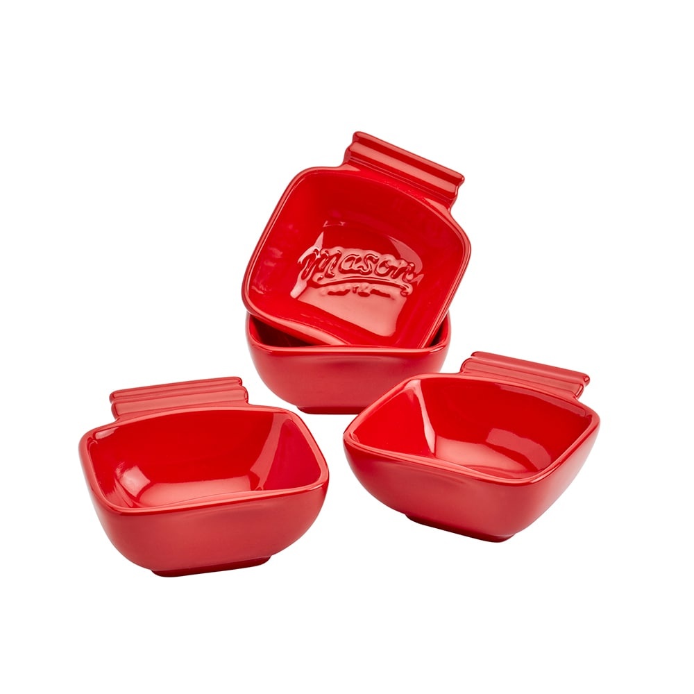 slide 1 of 1, Tabletops Unlimited Mason Craft & More Jar Shape Tidbit Bowls - Red, 4 ct