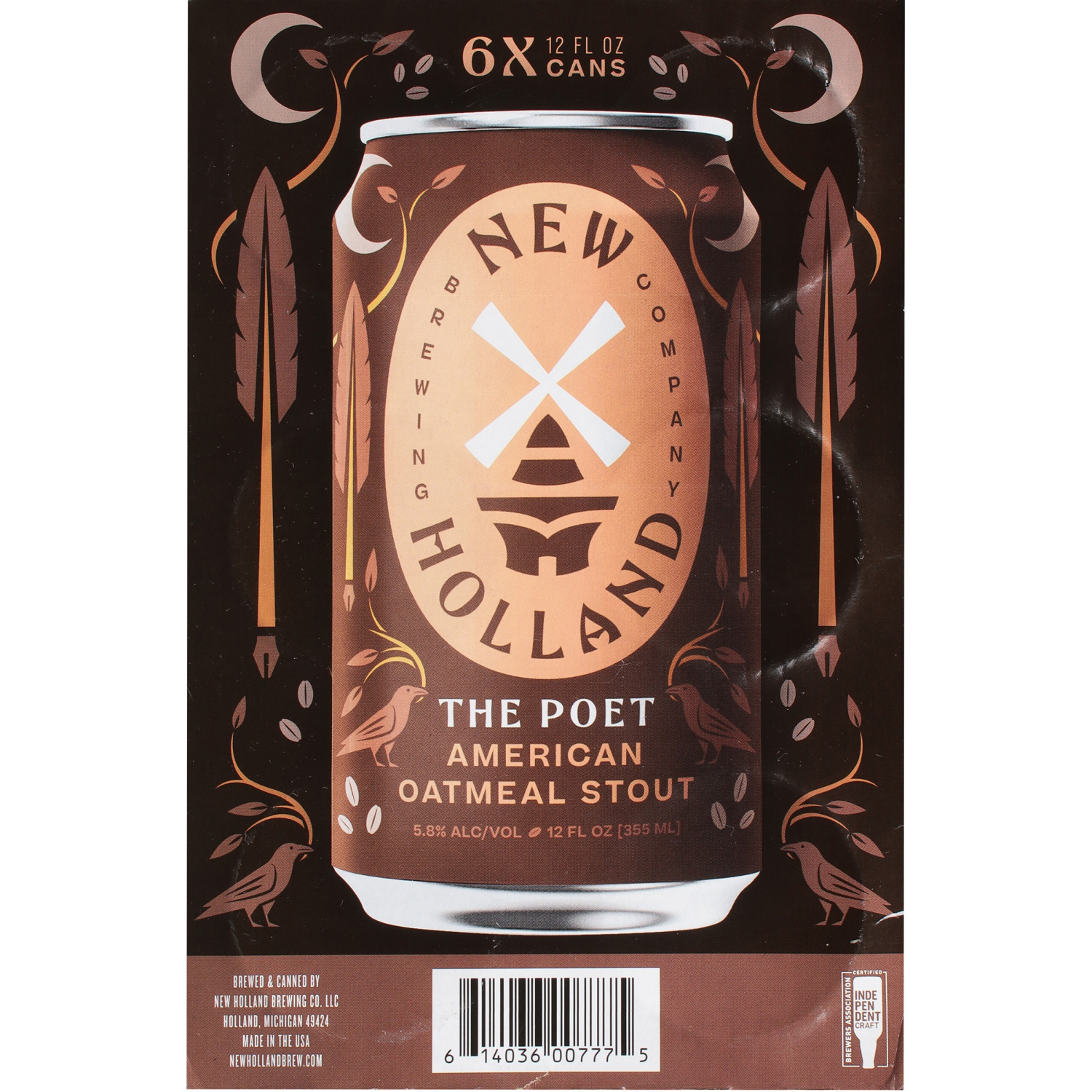 slide 2 of 6, New Holland Brewing Company Beer, American Oatmeal Stout, 6 ct; 12 oz